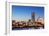 Asia, Japan, Honshu, Yokohama Bay, City Skyline and Mt Fuji, Landmark Tower-Christian Kober-Framed Photographic Print