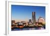 Asia, Japan, Honshu, Yokohama Bay, City Skyline and Mt Fuji, Landmark Tower-Christian Kober-Framed Photographic Print