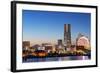 Asia, Japan, Honshu, Yokohama Bay, City Skyline and Mt Fuji, Landmark Tower-Christian Kober-Framed Photographic Print