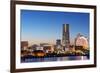 Asia, Japan, Honshu, Yokohama Bay, City Skyline and Mt Fuji, Landmark Tower-Christian Kober-Framed Photographic Print