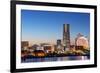 Asia, Japan, Honshu, Yokohama Bay, City Skyline and Mt Fuji, Landmark Tower-Christian Kober-Framed Photographic Print