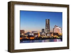 Asia, Japan, Honshu, Yokohama Bay, City Skyline and Mt Fuji, Landmark Tower-Christian Kober-Framed Photographic Print