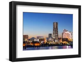 Asia, Japan, Honshu, Yokohama Bay, City Skyline and Mt Fuji, Landmark Tower-Christian Kober-Framed Photographic Print