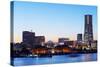 Asia, Japan, Honshu, Yokohama Bay, City Skyline and Mt Fuji, Landmark Tower-Christian Kober-Stretched Canvas