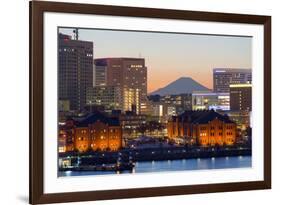 Asia, Japan, Honshu, Yokohama Bay, City Skyline and Mt Fuji-Christian Kober-Framed Photographic Print