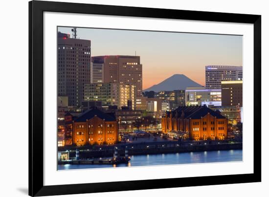 Asia, Japan, Honshu, Yokohama Bay, City Skyline and Mt Fuji-Christian Kober-Framed Photographic Print