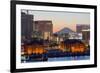 Asia, Japan, Honshu, Yokohama Bay, City Skyline and Mt Fuji-Christian Kober-Framed Photographic Print