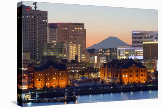 Asia, Japan, Honshu, Yokohama Bay, City Skyline and Mt Fuji-Christian Kober-Stretched Canvas