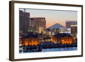 Asia, Japan, Honshu, Yokohama Bay, City Skyline and Mt Fuji-Christian Kober-Framed Photographic Print