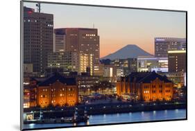 Asia, Japan, Honshu, Yokohama Bay, City Skyline and Mt Fuji-Christian Kober-Mounted Photographic Print