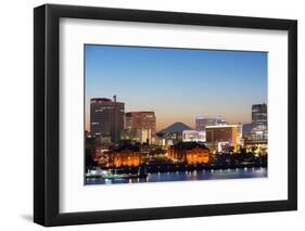 Asia, Japan, Honshu, Yokohama Bay, City Skyline and Mt Fuji-Christian Kober-Framed Photographic Print