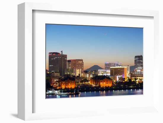 Asia, Japan, Honshu, Yokohama Bay, City Skyline and Mt Fuji-Christian Kober-Framed Photographic Print