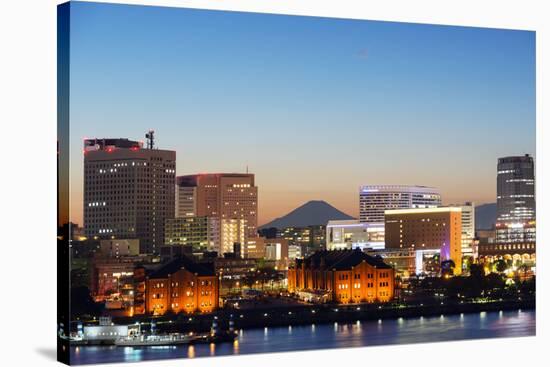 Asia, Japan, Honshu, Yokohama Bay, City Skyline and Mt Fuji-Christian Kober-Stretched Canvas