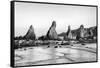 Asia, Japan, Kushimoto. View of Hashigui-Iwa Rocks on Ocean Shore-Dennis Flaherty-Framed Stretched Canvas