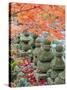 Asia, Japan; Kyoto, Sagano, Arashiyama, Adashino Nenbutsu Dera Temple, Stone Lanterns-Christian Kober-Stretched Canvas