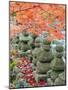Asia, Japan; Kyoto, Sagano, Arashiyama, Adashino Nenbutsu Dera Temple, Stone Lanterns-Christian Kober-Mounted Photographic Print