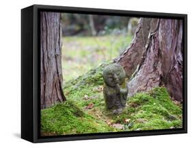 Asia, Japan; Kyoto, Sanzen in Temple (986), Stone Statue of a Monk Praying-Christian Kober-Framed Stretched Canvas