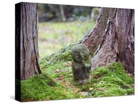 Asia, Japan; Kyoto, Sanzen in Temple (986), Stone Statue of a Monk Praying-Christian Kober-Stretched Canvas