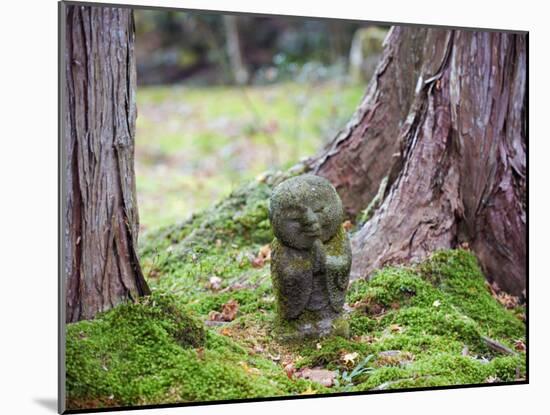 Asia, Japan; Kyoto, Sanzen in Temple (986), Stone Statue of a Monk Praying-Christian Kober-Mounted Photographic Print