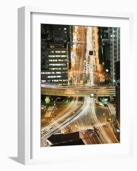 Asia, Japan, Tokyo, City Skyline View from Tokyo Tower, Car Lights at Night-Christian Kober-Framed Photographic Print