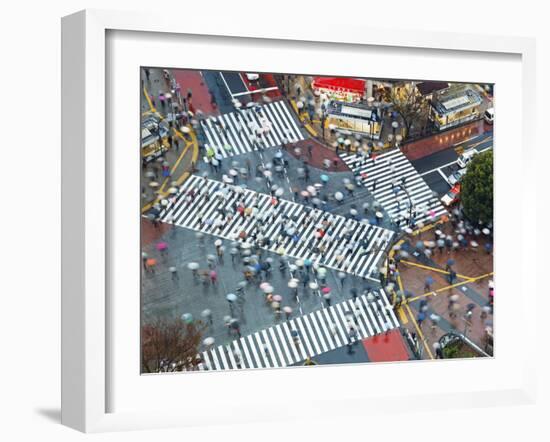 Asia, Japan, Tokyo, Shibuya, Shibuya Crossing - Crowds of People Crossing the Famous Intersection a-Gavin Hellier-Framed Photographic Print