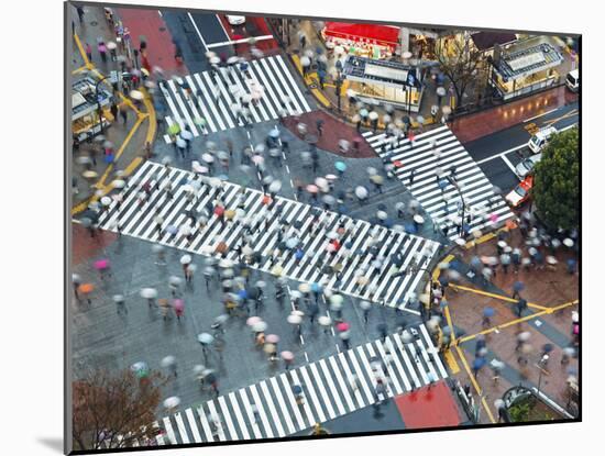 Asia, Japan, Tokyo, Shibuya, Shibuya Crossing - Crowds of People Crossing the Famous Intersection a-Gavin Hellier-Mounted Photographic Print