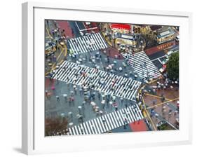 Asia, Japan, Tokyo, Shibuya, Shibuya Crossing - Crowds of People Crossing the Famous Intersection a-Gavin Hellier-Framed Photographic Print