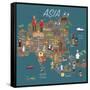 Asia Map and Travel Eps 10 Format-Sajja-Framed Stretched Canvas