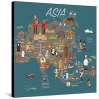 Asia Map and Travel Eps 10 Format-Sajja-Stretched Canvas