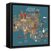 Asia Map and Travel Eps 10 Format-Sajja-Framed Stretched Canvas