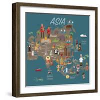 Asia Map and Travel Eps 10 Format-Sajja-Framed Art Print