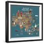 Asia Map and Travel Eps 10 Format-Sajja-Framed Art Print