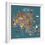 Asia Map and Travel Eps 10 Format-Sajja-Framed Art Print