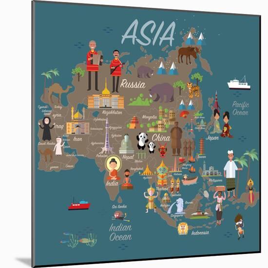 Asia Map and Travel Eps 10 Format-Sajja-Mounted Art Print