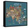 Asia Map and Travel Eps 10 Format-Sajja-Framed Stretched Canvas