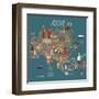 Asia Map and Travel Eps 10 Format-Sajja-Framed Art Print