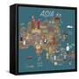 Asia Map and Travel Eps 10 Format-Sajja-Framed Stretched Canvas