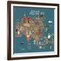 Asia Map and Travel Eps 10 Format-Sajja-Framed Art Print