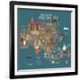 Asia Map and Travel Eps 10 Format-Sajja-Framed Art Print