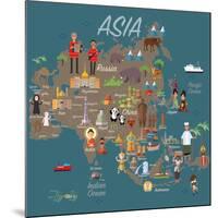 Asia Map and Travel Eps 10 Format-Sajja-Mounted Art Print