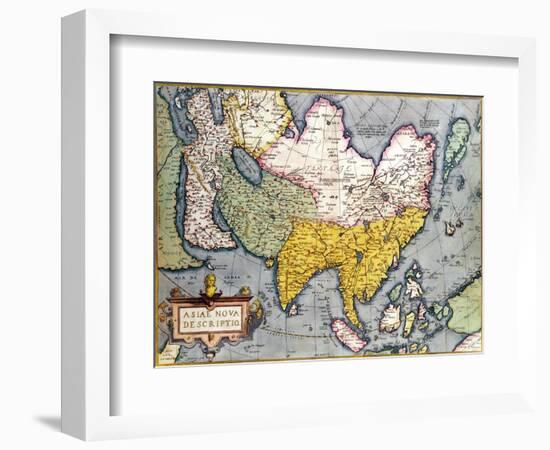 Asia: Map of the Continent Including Japan and the East Indies with Part of New Guinea, circa 1580-Abraham Ortelius-Framed Giclee Print