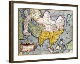 Asia: Map of the Continent Including Japan and the East Indies with Part of New Guinea, circa 1580-Abraham Ortelius-Framed Giclee Print