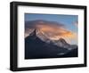 Asia, Nepal. Annapurna South (7,219 Meter) and clouds at sunrise, viewed from Poon Hill.-Merrill Images-Framed Photographic Print