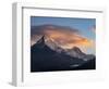 Asia, Nepal. Annapurna South (7,219 Meter) and clouds at sunrise, viewed from Poon Hill.-Merrill Images-Framed Photographic Print