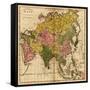 Asia - Panoramic Map-Lantern Press-Framed Stretched Canvas