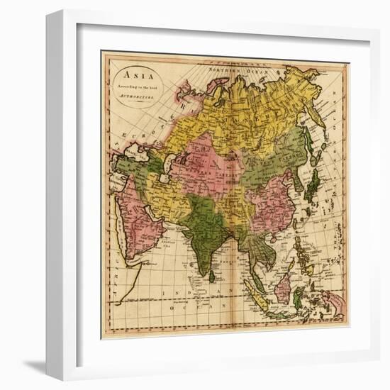 Asia - Panoramic Map-Lantern Press-Framed Art Print