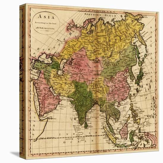Asia - Panoramic Map-Lantern Press-Stretched Canvas