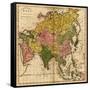 Asia - Panoramic Map-Lantern Press-Framed Stretched Canvas