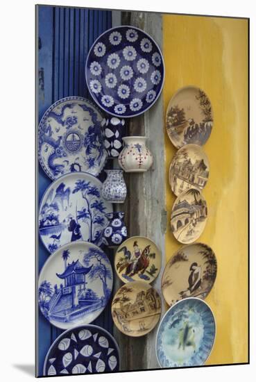 Asia, Vietnam. Ceramic Plates on Display, Hoi An, Quang Nam Province-Kevin Oke-Mounted Photographic Print