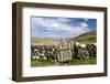 Asia, Western Mongolia, Bayan Olgii Province, Gashuun Suhayt. Stone Fence with Wooden Gate-Emily Wilson-Framed Photographic Print